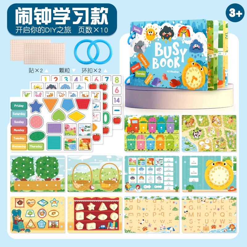 Children'S Educational Early Education Enlightenment Cartoon Paste Quiet Book Sticker Material Bag Flip Book Suit Busy Book - Image 1